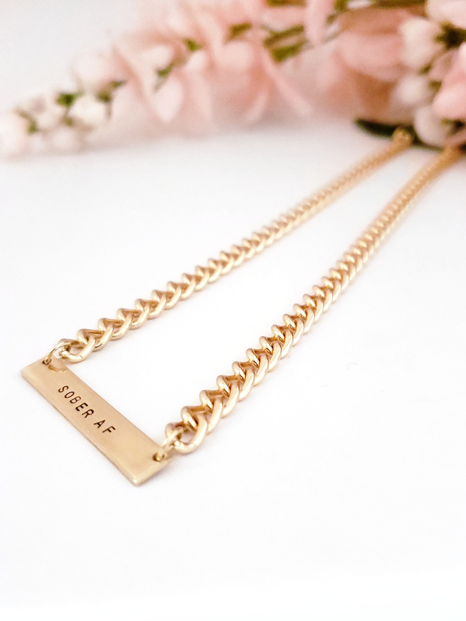 Chunky Sober AF Gold Chain Necklace Sobriety Jewelry Sober Etsy