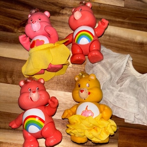 Vintage 80’s Kenner Care Bears Poseable 3&quot; Figure Cheer Bear, Birthday, Love A Lot
