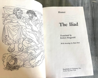 Vintage 1974 The Iliad Homer Fitzgerald HC Doubleday Illustrated