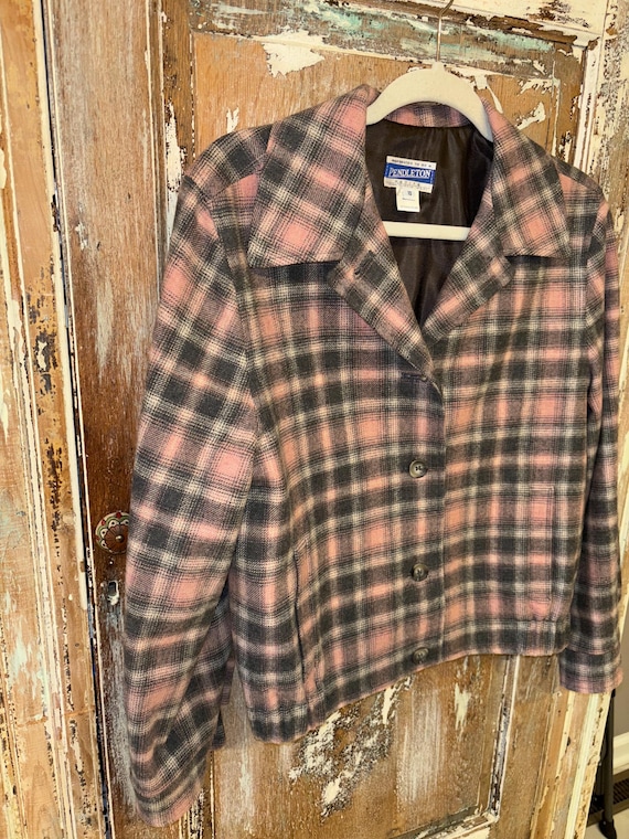 Pendleton Wool Button Down Jacket Pink and Gray P… - image 2