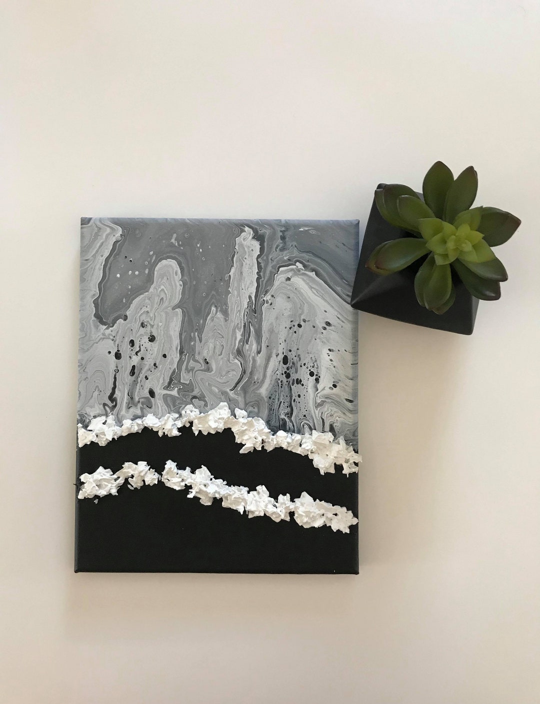 Black and White Abstract Painting - Pouring Art - Fluid Art - 10 X 8 ...