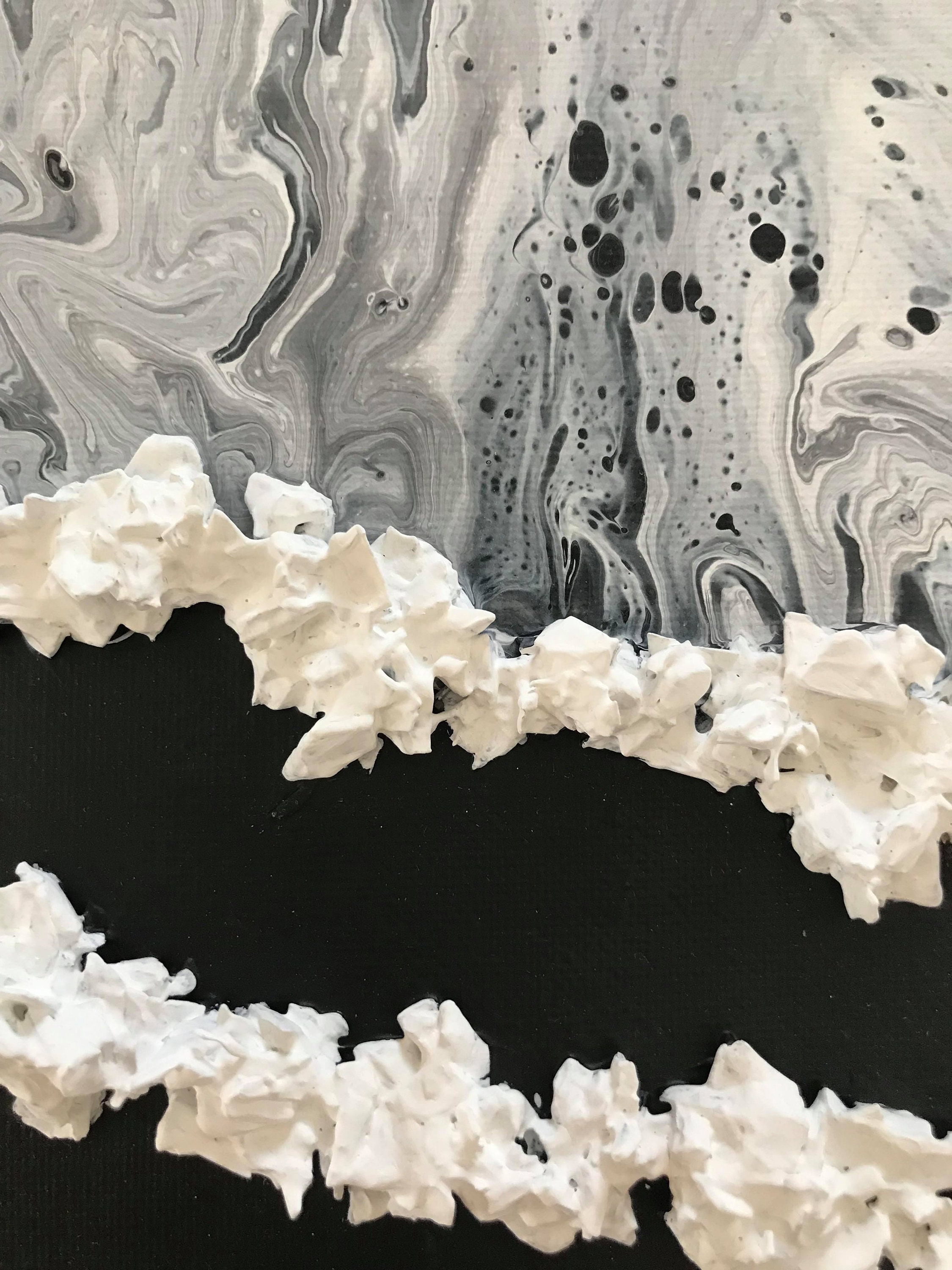 Black and White Abstract Painting Pouring Art Fluid Art - Etsy