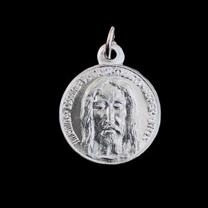ⱽᴵᴺᵀᴬᴳᴱ 1pc HOLY FACE MEDAL Vintage Turin Shroud Medallion Catholic Religious Charm Latin Silver Tone