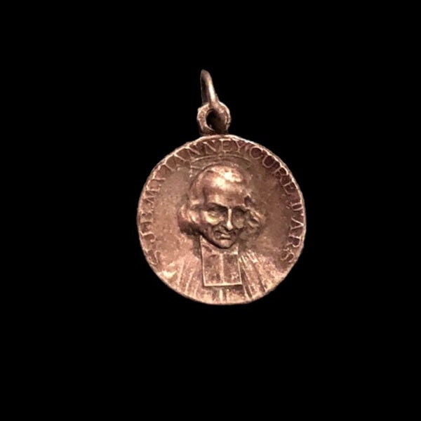 ⱽᴵᴺᵀᴬᴳᴱ CURE D'ARS MEDAL St. John Vianney Vintage Religious Medallion Saint Philomena Pendant Catholic Jewelry Sterling Medal