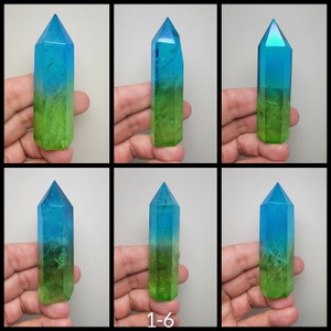 Blue & Green Jelly Aura Quartz Tower (You pick)