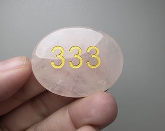 Rose Quartz Angel Number 333 (Roughly 1-3/4")