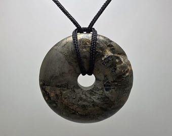 DISCOUNTED Pyrite Pi Stone on Adjustable Paracord (2" Stone)