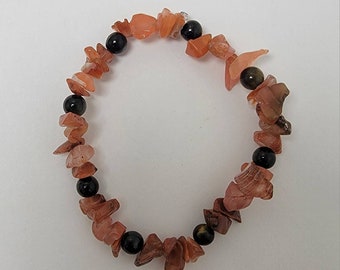 Blue Tiger's Eye & Carnelian Bracelet (7")