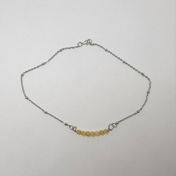 Golden Rutilated Quartz Anklet (Angel's Hair) (13-1/2")