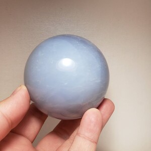 Blue Chalcedony Sphere (68 mm) with Stand