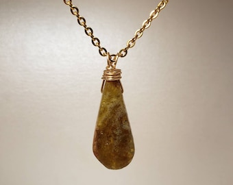 Tumbled Grossular Garnet wrapped in 14/20 gold-filled wire
