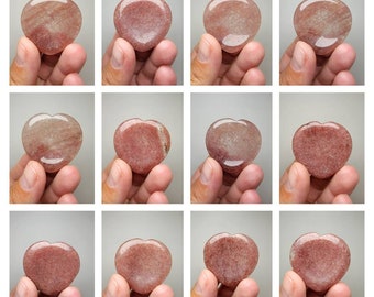 Strawberry Quartz Heart Worry Stone (You pick) (1-1/2" to 1-9/16")