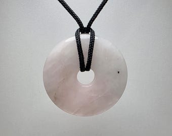 Rose Quartz Pi Stone on Adjustable Paracord (1-13/16" Stone)