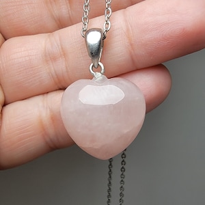 Rose Quartz Heart Necklace- Heart Shape Necklace- Natural