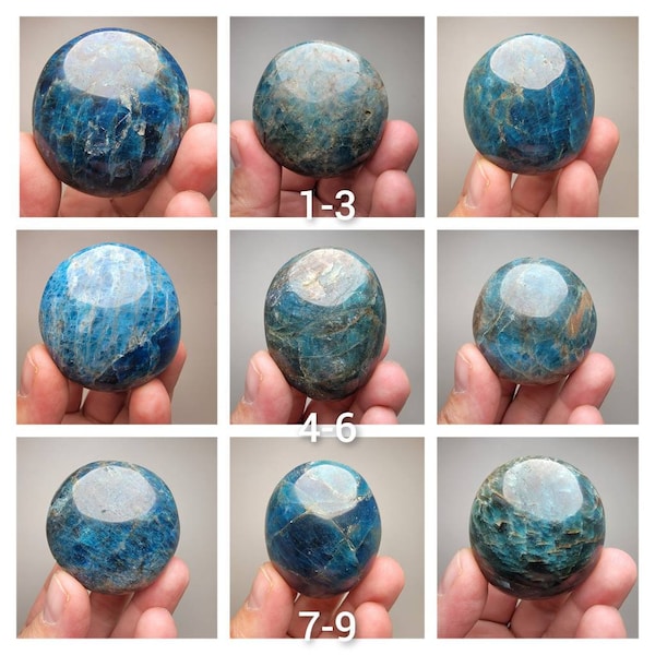 Blue Apatite Palm Stone (With Rough and Stabilization) (You pick)