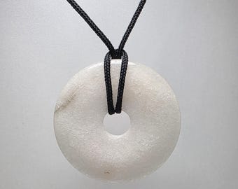 Snow Quartz Pi Stone on Adjustable Paracord (2-3/16" Stone)