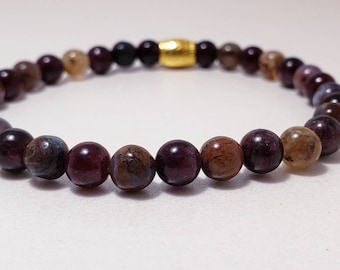 Pietersite & Garnet Bracelet (7")