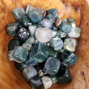 Moss Agate Cube Tumble