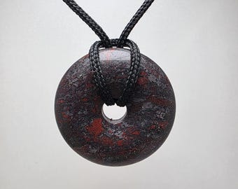 Hematite Jasper Pi Stone on Adjustable Paracord (1-7/16" Stone)
