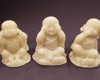 Darthome Ltd S/3 See Speak Hear No Evil Resin Buddha Monk Ornament Sculpture Figurine Statues
