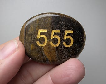 Golden Tiger's Eye Angel Number 555 (Roughly 1-3/4")