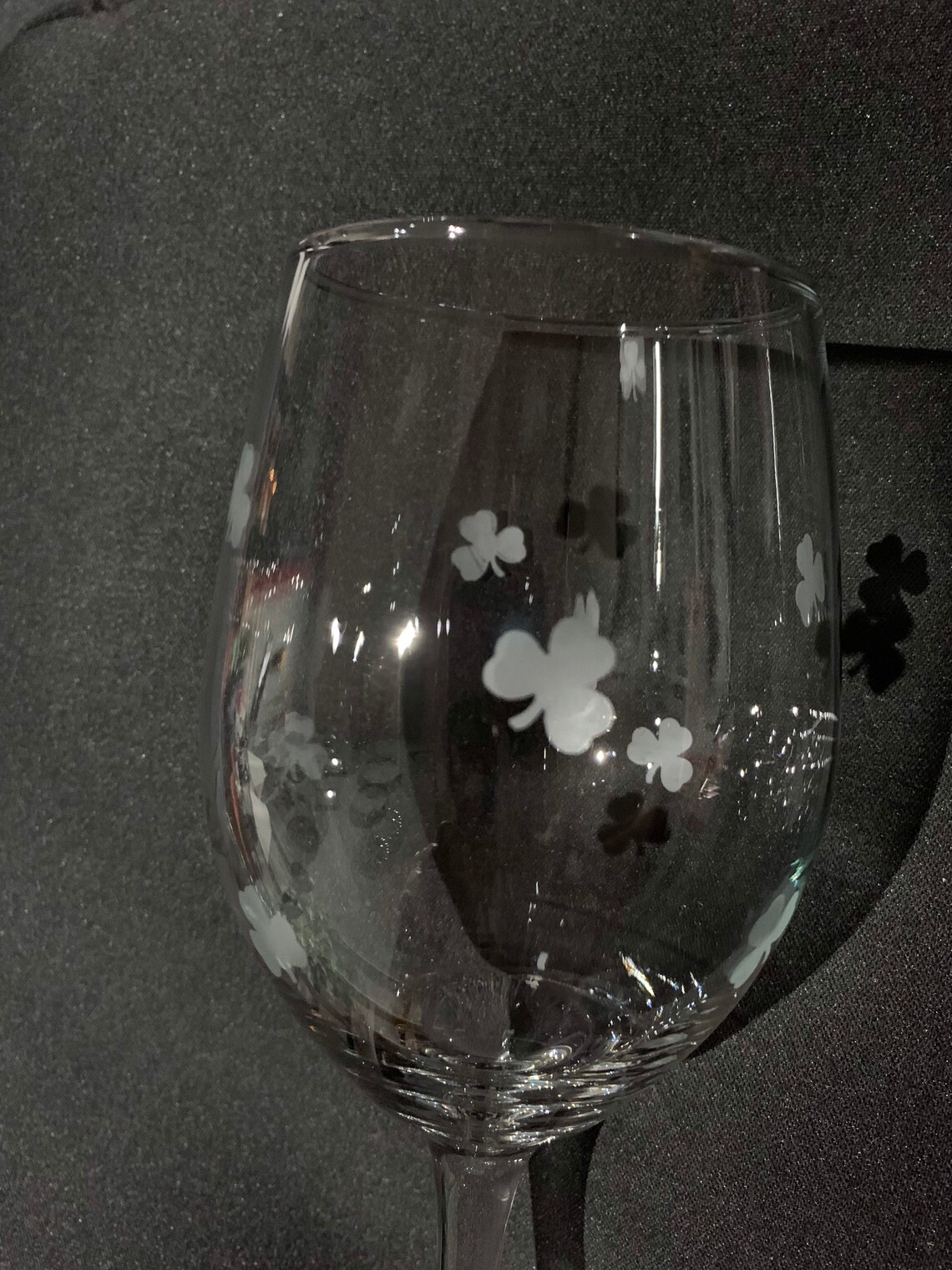 Shamrock Hand Etched Stemmed Wine Glasses - Etsy UK
