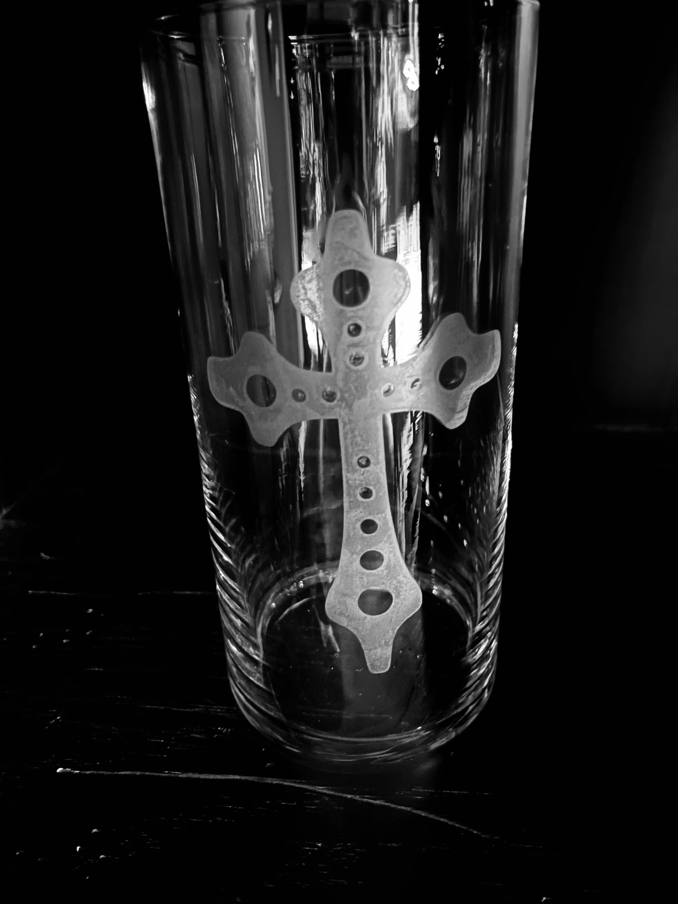 Hand Etched Cross Candle Holder Etsy