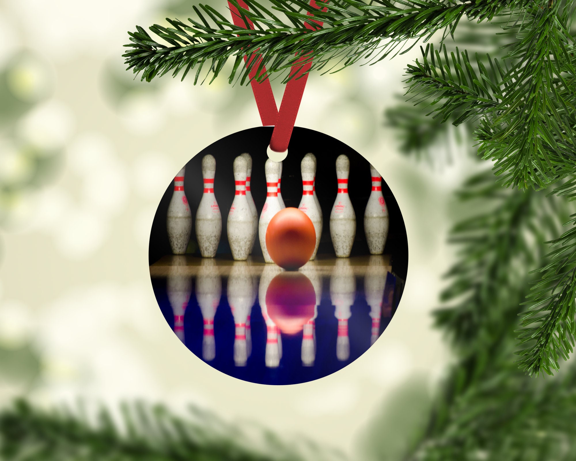 Bowling Christmas Ornament 3 diameter aluminum Flat | Etsy