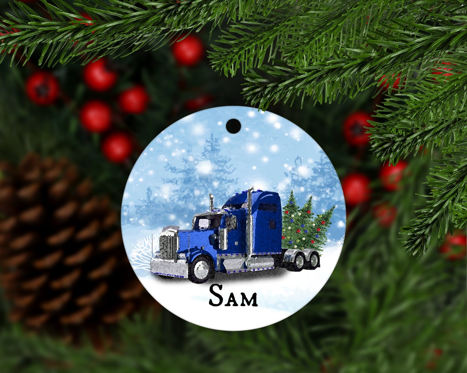 Personalized Semi Trailer Truck Driver Christmas Ornament Etsy