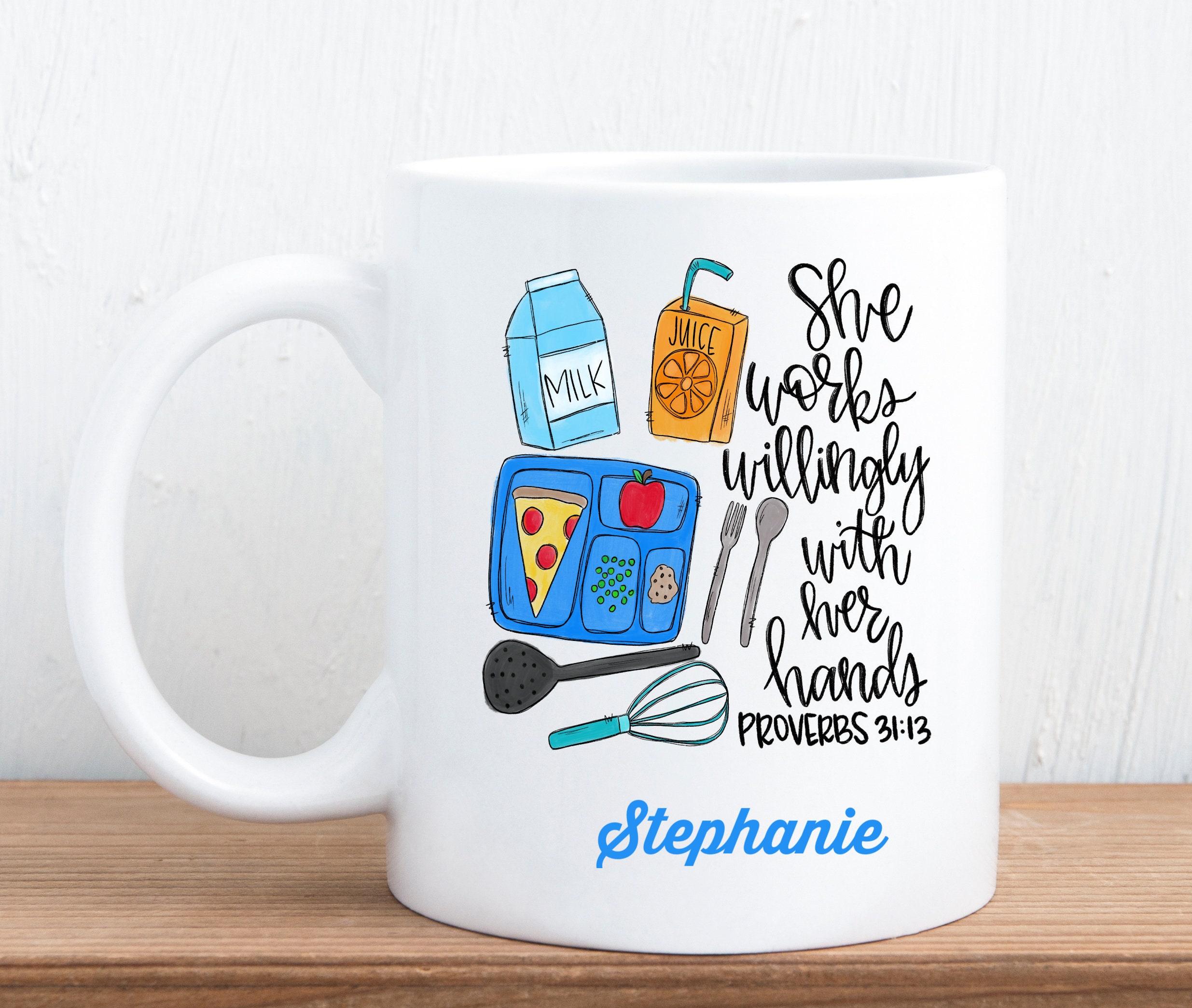 Personalized Cafeteria Worker Ceramic Coffee Mug She Works Etsy