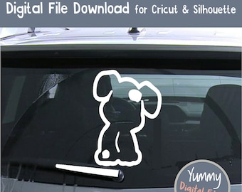 Limpiaparabrisas de perro de la ventana trasera del coche, archivo SVG, manualidades para Silhouette Cameo, Cricut, Scan N Cut, hermano y otras máquinas de corte o bordado