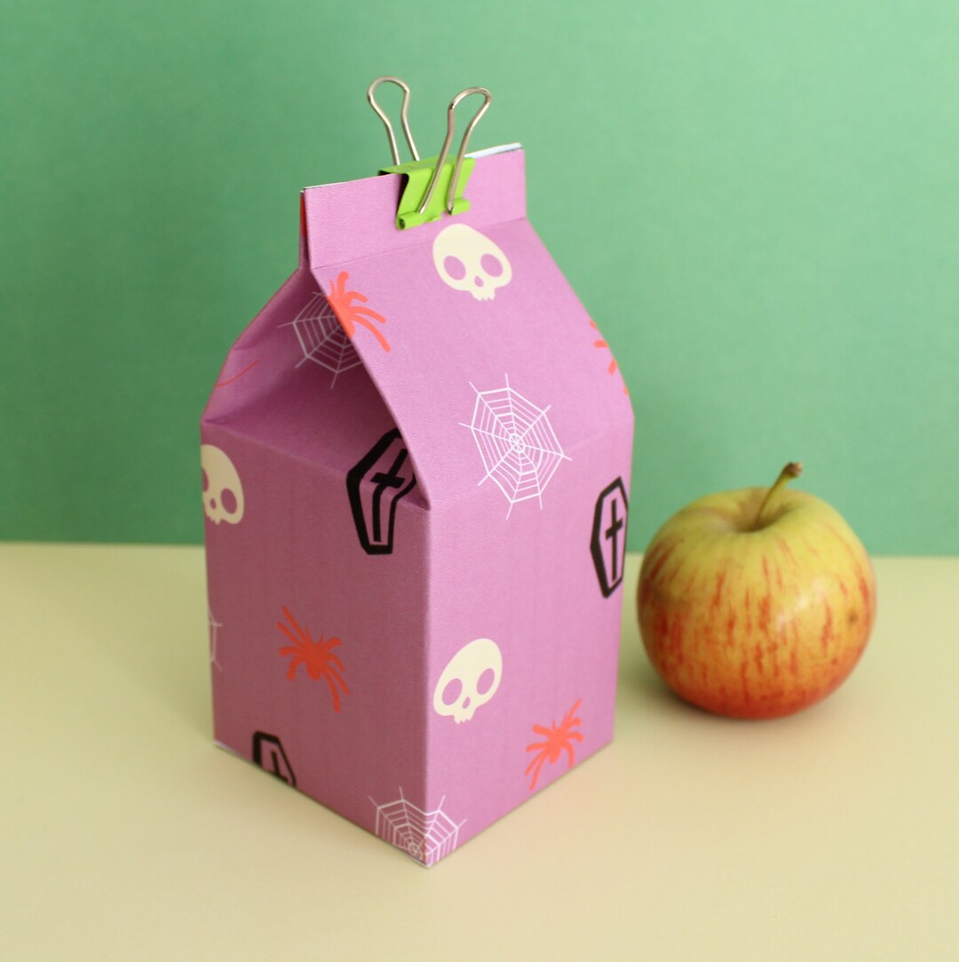 Halloween Purple Milk Carton Treat Box, Printable, Digital Download