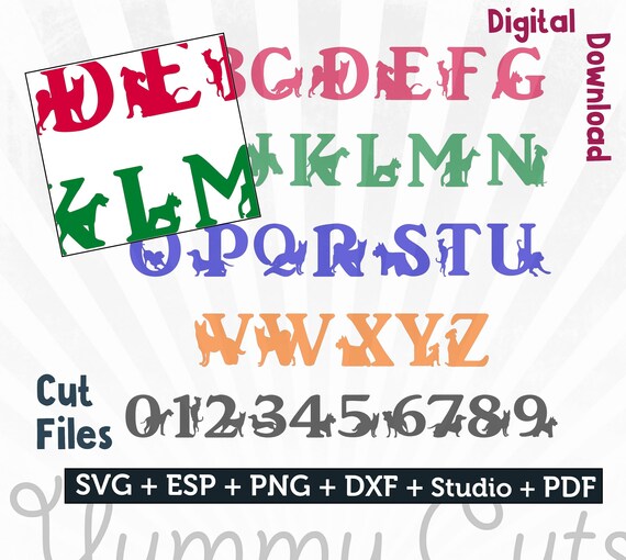 Download Dog Alphabet And Numbers Svg File Crafts For Silhouette Etsy PSD Mockup Templates