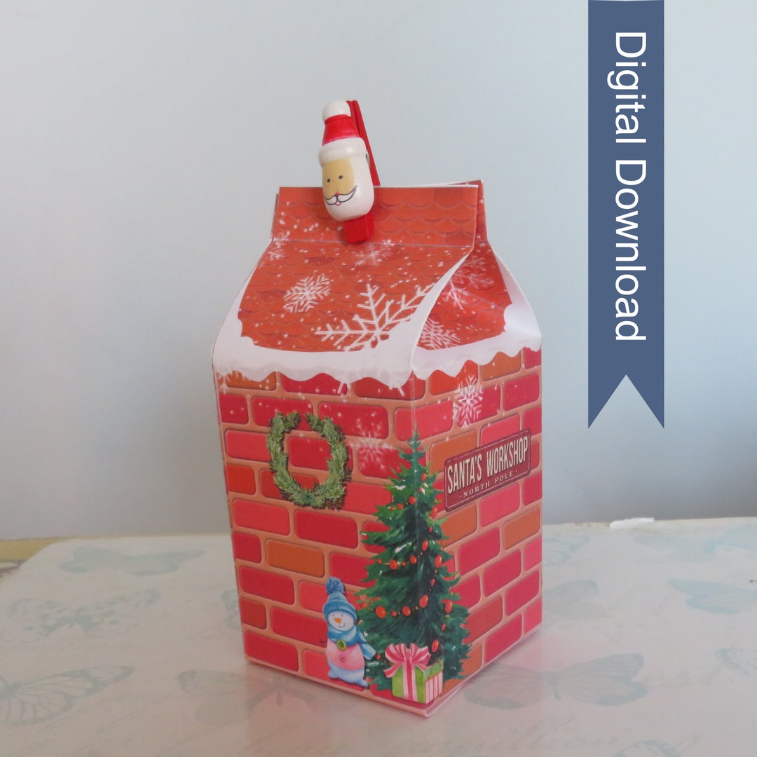 Santas Workshop Christmas Milk Carton Treat Box, Printable, Digital ...
