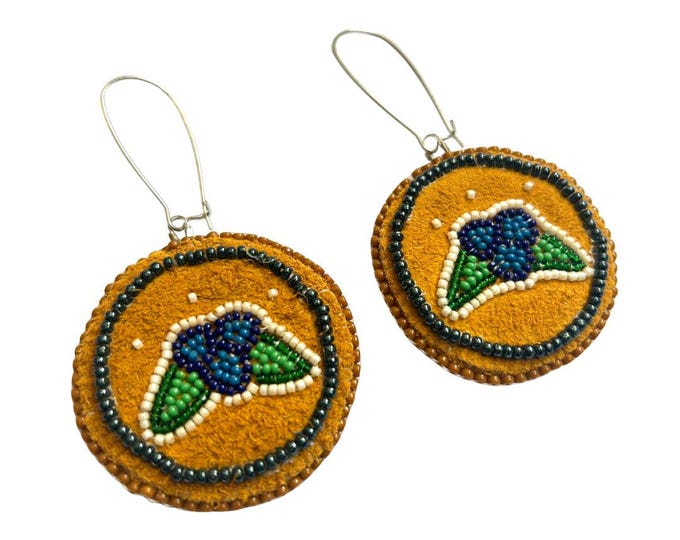 Beaded Blueberry Earrings - Round