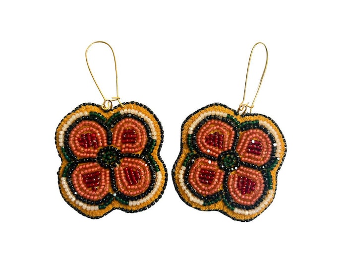 Beaded Floral Earrings - Charlotte Cut Beads