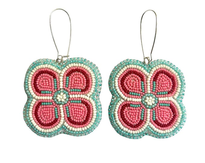 Four Petal Floral Earrings - Pink, Blue, Red