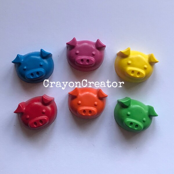 Childrens Kids Colouring Novelty Shape Crayons Set 6 Pig Farm Animal Birthday Gift Easter Wedding Party Favour Favor Color Colour Creative