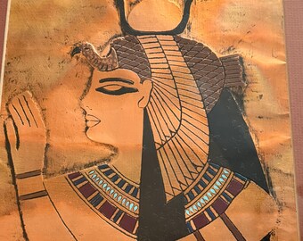 Vintage Mae Case Artwork on Copper and handpainted named Hat-Hor, Cosmic Goddess