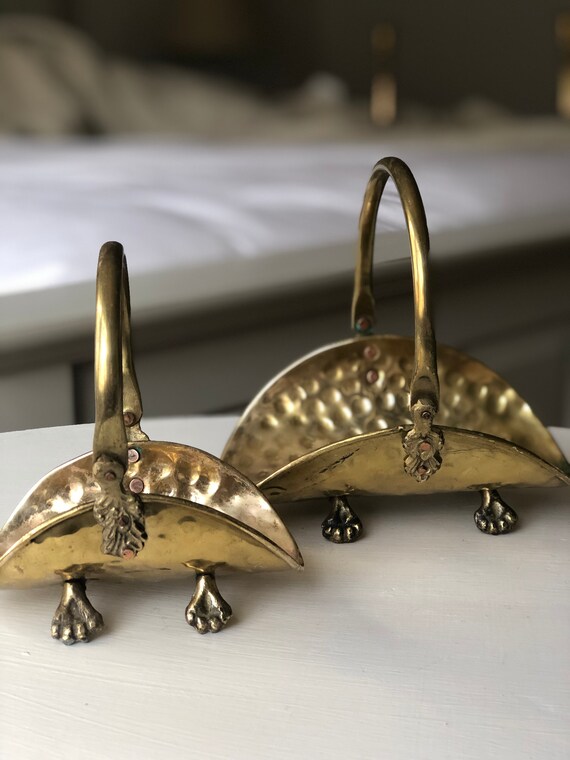 Pair Of Miniature Brass Fireplace Log Holders Etsy