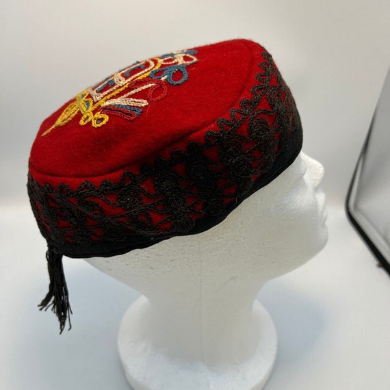 1930's40's Red Wool Croatian Traditional Hat Delicat… Gem