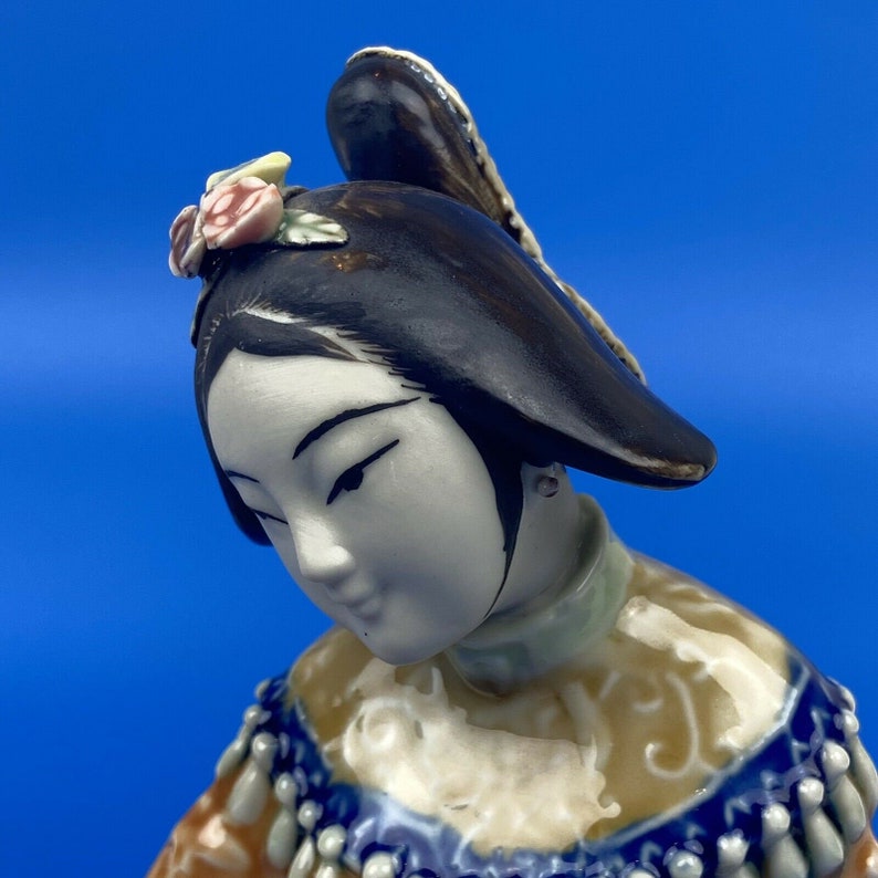 Shiwan Style Chinese Porcelain Lady Figurine Sitting Holding a Etsy
