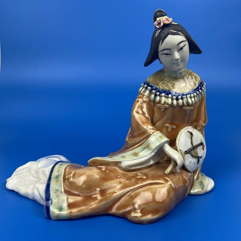 Shiwan Style Chinese Porcelain Lady Figurine Sitting Holding a Etsy