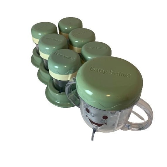 Magic Baby Bullet Green Replacement Cups and Lids Set With 