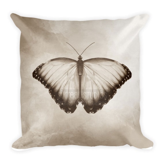 Neutral Butterfly Throw Pillow Etsy