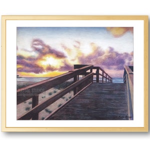 All Roads Lead to Tybee art print, Tybee Island, Georgia, Colored pencil print