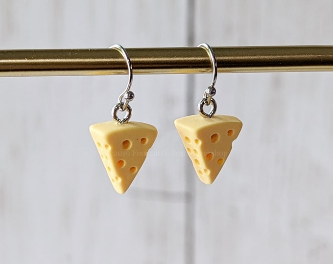 Swiss Cheese Wedge Earrings: Stainless Steel Dangle Earrings Includes Gift Bag