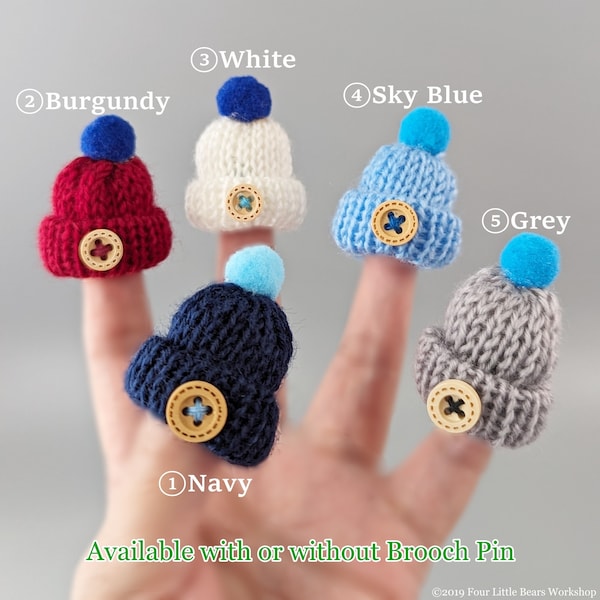 Mini Woolen Knitted Hat / Mini Beanie / Knit Mini Hats with or without Brooch Pin