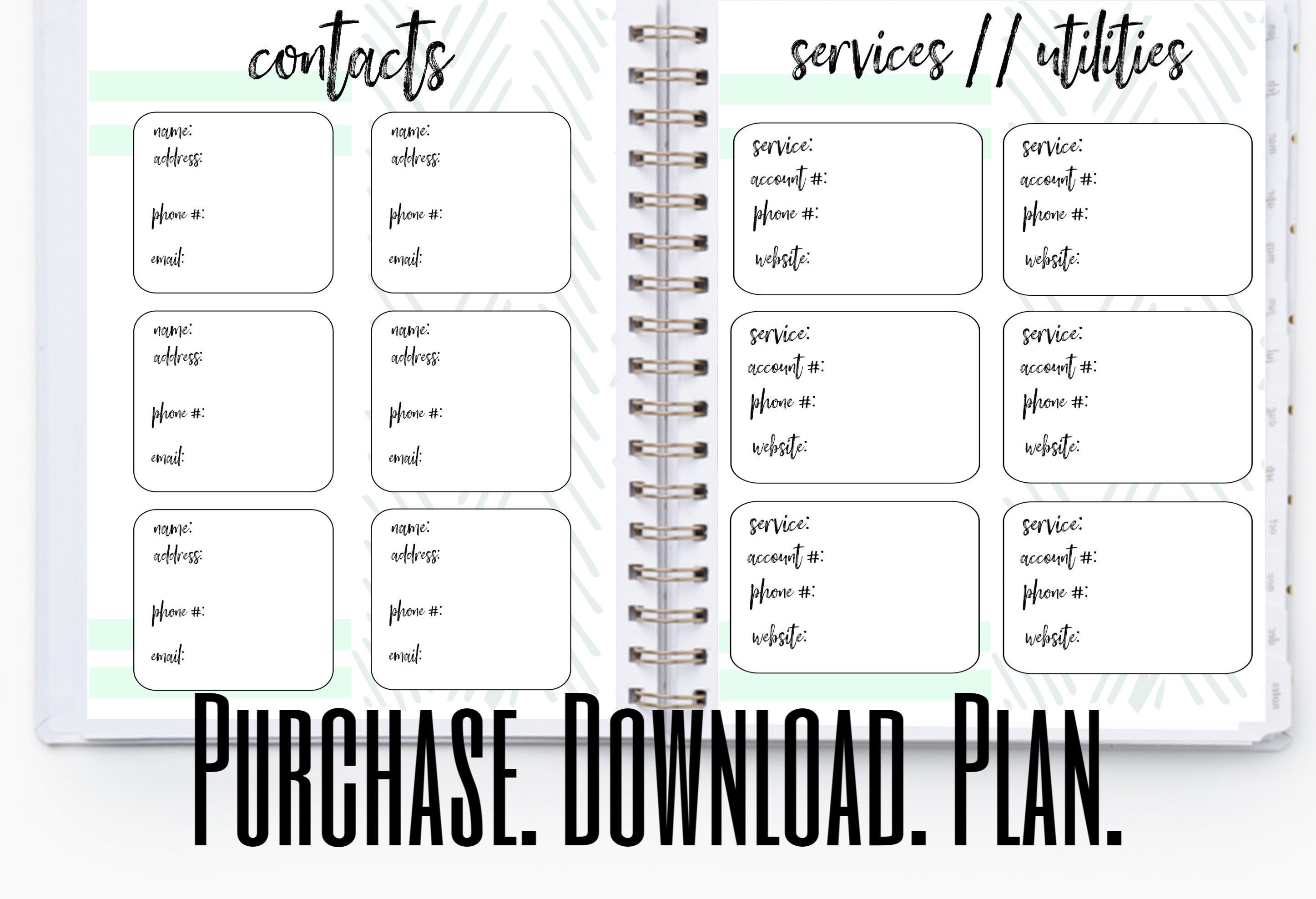 Mint Green Printable Planner Bundle Printable Planner Pages Etsy