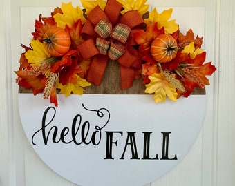 Fall Front Door Decor, Fall Wreath, Fall Sign, Fall Decor, Hello Fall Sign